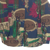 SHAPELY Womens Printed Blouse Blue Collared Long Sleeve Crazy Pattern L