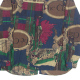 SHAPELY Womens Printed Blouse Blue Collared Long Sleeve Crazy Pattern L