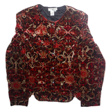 COLDWATER CREEK Womens Printed Blouse Red Long Sleeve Crazy Pattern L