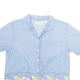 ERIKA COLLECTION Womens Printed Blouse Blue Collared Floral M