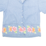 ERIKA COLLECTION Womens Printed Blouse Blue Collared Floral M