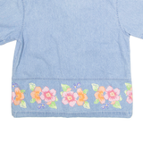 ERIKA COLLECTION Womens Printed Blouse Blue Collared Floral M