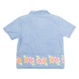 ERIKA COLLECTION Womens Printed Blouse Blue Collared Floral M