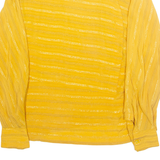 Womens Blouse Yellow Collared Long Sleeve Striped L