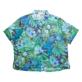 ERENA Womens Printed Blouse Blue Collared Floral 2XL