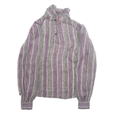 ANNA KRISTE Womens Printed Blouse Purple Long Sleeve Crazy Pattern M