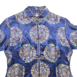 SIMEI FASHION Womens Printed Top Blue Crazy Pattern XL