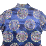SIMEI FASHION Womens Printed Top Blue Crazy Pattern XL
