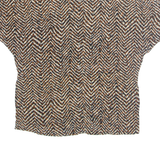 ELLEN TRACY Womens Printed Top Brown Silk Crazy Pattern S