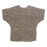 ELLEN TRACY Womens Printed Top Brown Silk Crazy Pattern S