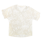 GIOVELLI Womens Printed Blouse Beige Collared Crazy Pattern M