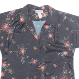 LIBERTY HOUSE Womens Printed Blouse Black Collared Floral M