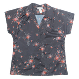 LIBERTY HOUSE Womens Printed Blouse Black Collared Floral M