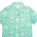 Womens Printed Blouse Green Collared Floral L