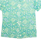 Womens Printed Blouse Green Collared Floral L