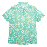 Womens Printed Blouse Green Collared Floral L