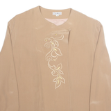 VERA MONT Womens Blouse Brown Long Sleeve Silk M