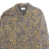 HABELLA Womens Printed Blouse Brown Collared Long Sleeve Viscose Animal Print L