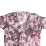 TAMAX Womens Printed Top Purple V-Neck Viscose Floral M