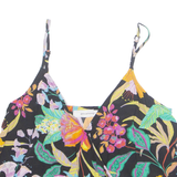 PROMOD Cropped Womens Camisole Top Black V-Neck Sleeveless Floral M