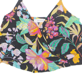 PROMOD Cropped Womens Camisole Top Black V-Neck Sleeveless Floral M