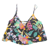 PROMOD Cropped Womens Camisole Top Black V-Neck Sleeveless Floral M