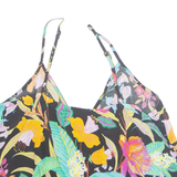 PROMOD Cropped Womens Camisole Top Black V-Neck Sleeveless Floral M