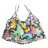 PROMOD Cropped Womens Camisole Top Black V-Neck Sleeveless Floral M