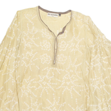 LES NOMADES Womens Printed Blouse Green V-Neck Long Sleeve Floral M