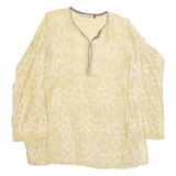 LES NOMADES Womens Printed Blouse Green V-Neck Long Sleeve Floral M