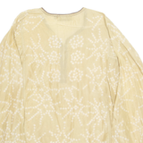 LES NOMADES Womens Printed Blouse Green V-Neck Long Sleeve Floral M