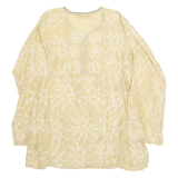 LES NOMADES Womens Printed Blouse Green V-Neck Long Sleeve Floral M