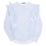 ZARA WOMEN Womens Printed Blouse Blue Long Sleeve Striped S