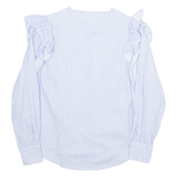 ZARA WOMEN Womens Printed Blouse Blue Long Sleeve Striped S