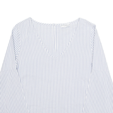 PULL&BEAR Womens Printed Blouse Purple V-Neck Long Sleeve Viscose Striped S