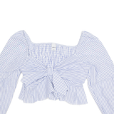 ZEBRA Cropped Womens Printed Top Purple Long Sleeve Striped L