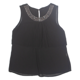 Womens Top Black Sleeveless Viscose M