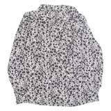 Womens Printed Blouse White Long Sleeve Crazy Pattern M