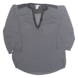H&M Womens Printed Blouse Black V-Neck Long Sleeve Fair Isle S
