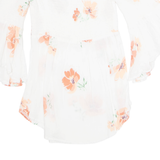 RIVER ISLAND Womens Printed Top White High Neck Long Sleeve Floral M