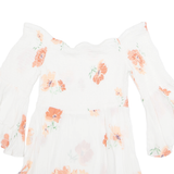 RIVER ISLAND Womens Printed Top White High Neck Long Sleeve Floral M