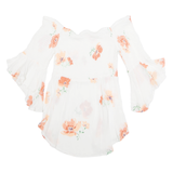 RIVER ISLAND Womens Printed Top White High Neck Long Sleeve Floral M
