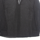 PRECIS Womens Printed Blouse Black V-Neck Long Sleeve Spotted S