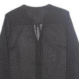 PRECIS Womens Printed Blouse Black V-Neck Long Sleeve Spotted S