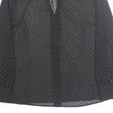 PRECIS Womens Printed Blouse Black V-Neck Long Sleeve Spotted S