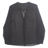 PRECIS Womens Printed Blouse Black V-Neck Long Sleeve Spotted S