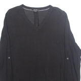 ESMARA Womens Blouse Black V-Neck Long Sleeve Viscose M