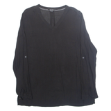 ESMARA Womens Blouse Black V-Neck Long Sleeve Viscose M