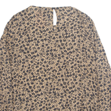 YESSICA Womens Printed Blouse Brown Long Sleeve Animal Print L