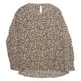 YESSICA Womens Printed Blouse Brown Long Sleeve Animal Print L